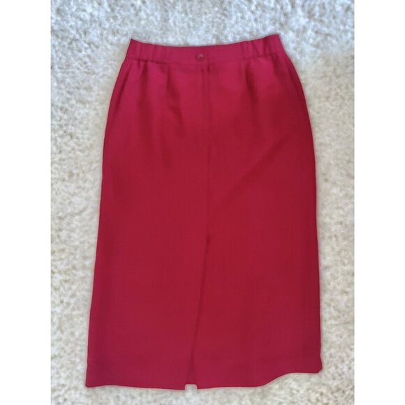 Click Scarlet Red Pencil Midi Skirt Size 6 Lined With Front Slit - Picture 3 of 3